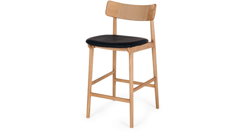 Niles Highback Barstool Natural Oak PU